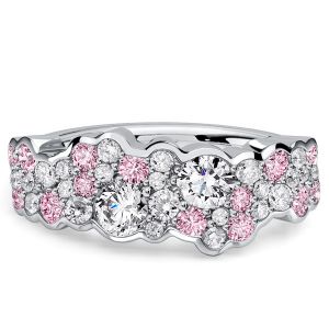 Italo Micro Pave White & Pink Sapphire Band Ring Half Eternity band