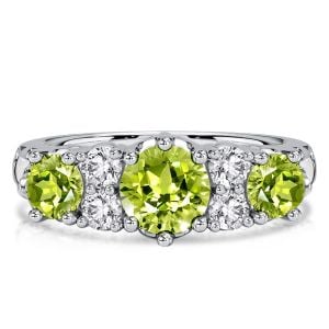 Italo Round Cut Peridot Filigree Wedding Band Peridot Ring
