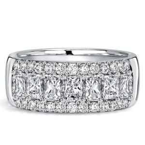 Italo Halo Radiant Cut Half Eternity Wedding Band For Women