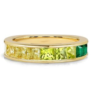 Italo Princess Cut Yellow Topaz Emerald Sapphire Half Eternity Band For Women