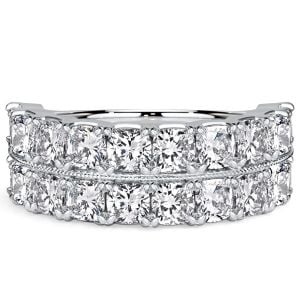 Italo Double Row Cushion Cut Half Eternity Wedding Band For Women