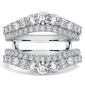 Italo Crown Round Cut Ring Guard Enhancer Wedding Band For Women