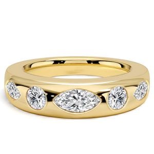 Italo Flush Setting Marquise & Round Cut Half Eternity Band For Women