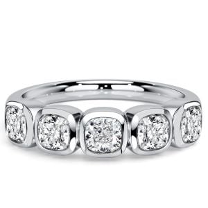Italo Bezel Setting Cushion Cut Five Stone Wedding Band For Women