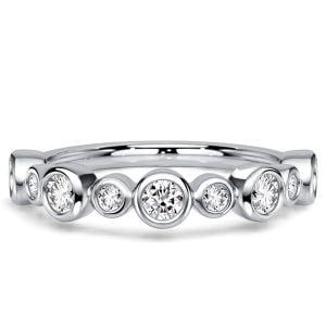 Italo Bezel Setting Round Cut Half Eternity Wedding Band For Women