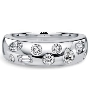 Italo Flush-set Multi Cut White Sapphire Half Eternity Band For Women Waterfall Ring