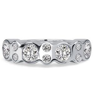 Italo Bezel Bubble Design Round Cut Half Eternity Band For Women Waterfall Ring