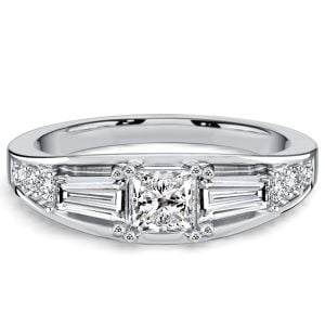 Italo Baguette & Princess Cut Half Eternity Wedding Band For Women