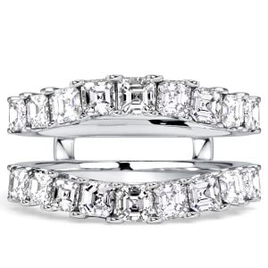 Italo Crown Asscher Cut Ring Guard Enhancer Wedding Band For Women
