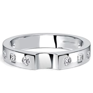 Italo Princess & Round Cut Half Eternity Band For Women Matching Wedding Bands