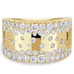 Italo Scattered Waterfall Round Cut Wide Wedding Band For Women