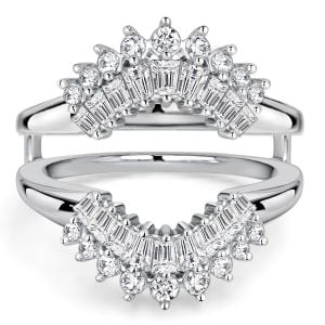 Italo Baguette & Round Cut Guard Enhancer Wedding Band For Women