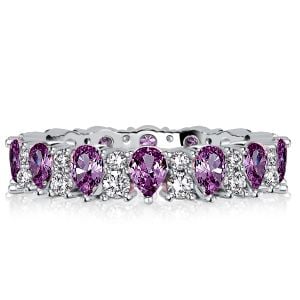 Italo Pear Cut Amethyst Eternity Wedding Band For Women