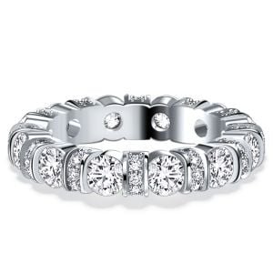 Italo Unique Bar Setting Round Cut Eternity Wedding Band For Women