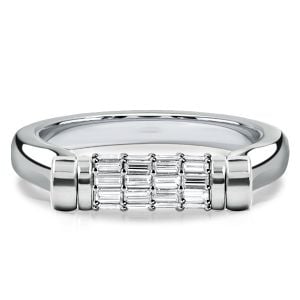 Italo Unique White Sapphire Baguette Cut Flip Ring Anniversary Band For Women