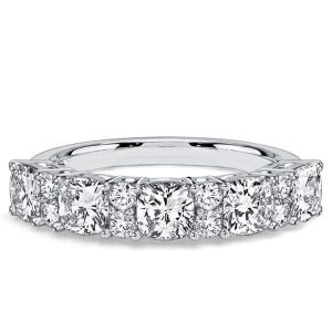 Italo 4 MM Cushion & Round Cut Half Eternity Wedding Band For Women