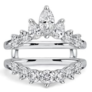 Italo Marquise & Round Cut Guard Enhancer Wedding Band For Women