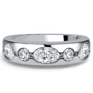 Italo Flush Set Oval & Round Cut Half Eternity Wedding Band For Women