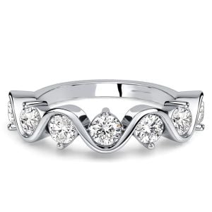 Italo Wave Half Bezel Round Cut Half Eternity Wedding Band For Women