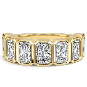 Italo Bezel Set Radiant Cut Half Eternity Wedding Band For Women