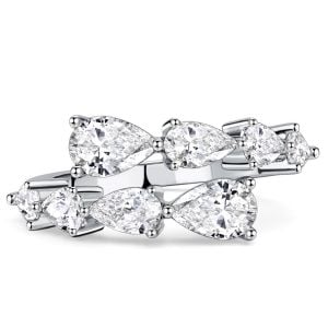 Italo Bypass White Sapphire Pear Cut Open Wedding Band For Women