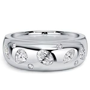 Italo Flush Set Waterfall Multi Cut Half Eternity Band For Women