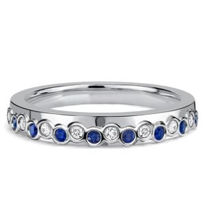 Italo Bezel Setting Alternating Blue & White Sapphire Half Eternity Band For Women