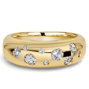 Italo Flush Set Waterfall Round Cut Half Eternity Band For Women