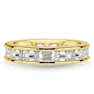Italo Golden Channel Set Baguette Cut Eternity Wedding Band For Women