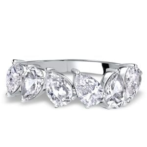 Italo 3 Prong Pear Cut Half Eternity Wedding Band For Women