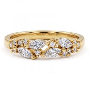 Italo Floral Marquise & Round Cut Half Eternity Wedding Band For Women