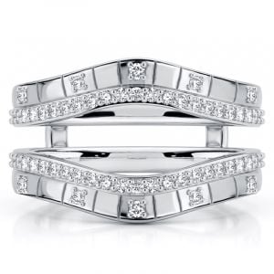 Italo White Sapphire Round Cut Ring Guard Enhancer Wedding Band For Women