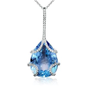 Blue Topaz Pendant Necklace For Women