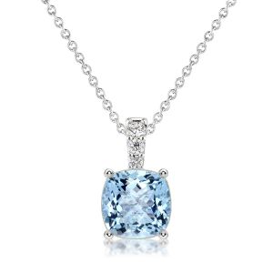 Italo Cushion Cut Aquamarine Pendant Necklace