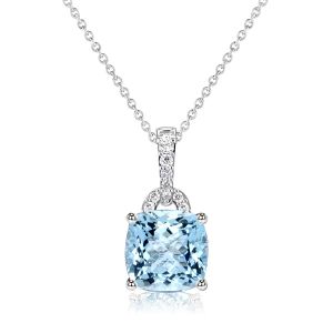 Italo Cushion & Round Cut Aquamarine Pendant Necklace