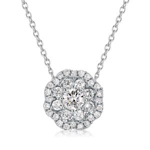 Italo White Sapphire Cushion Cut Pendant Necklace For Women