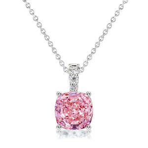 Italo Pink Sapphire Cushion Cut Pendant Necklace For Women