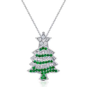 Italo Christmas Tree Pendant Necklace For Women Sterling Silver Necklace