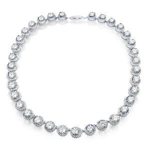 Italo Eternity Halo Necklace Sterling Silver Tennis Necklace