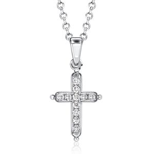 Italo White Sapphire Necklace Dainty Cross Pendant Necklace