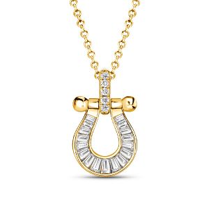 Italo Channel Setting Horseshoe Pendant Necklace For Women