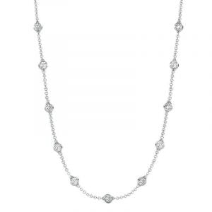 Italo White Sapphire Necklace Bezel Set Tennis Necklace