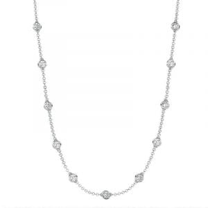 Italo White Sapphire Necklace Bezel Set Tennis Necklace