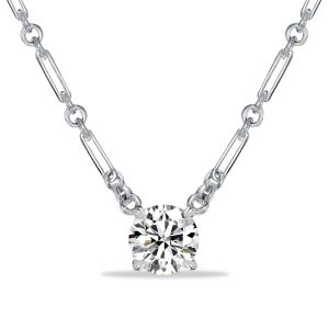 Italo Unique Chain White Sapphrie Round Cut Pendant Necklace (2 CT. TW.)