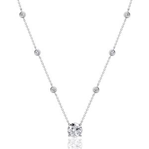 Italo Bezel Setting Round Cut Pendant Necklace For Women