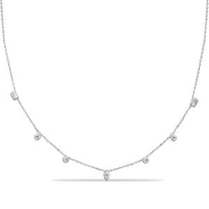 Italo Bezel Set Multi Cut Station Necklace Chain Necklace For Women