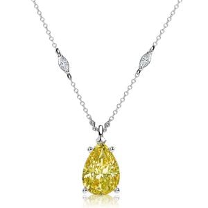 Italo 2 Carat Pear Cut Yellow Topaz Pendant Necklace For Women