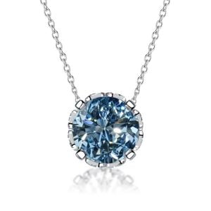 Italo Round Cut Filigree Blue Topaz Pendant Necklace For Women