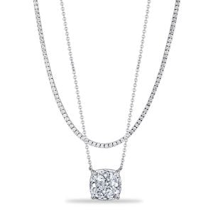 Italo Solitaire Cushion Cut Whte Sapphire Layering necklaces For Women