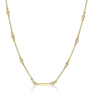 Italo Golden 3 MM Round Cut Station Necklace Tennis Necklace For Women